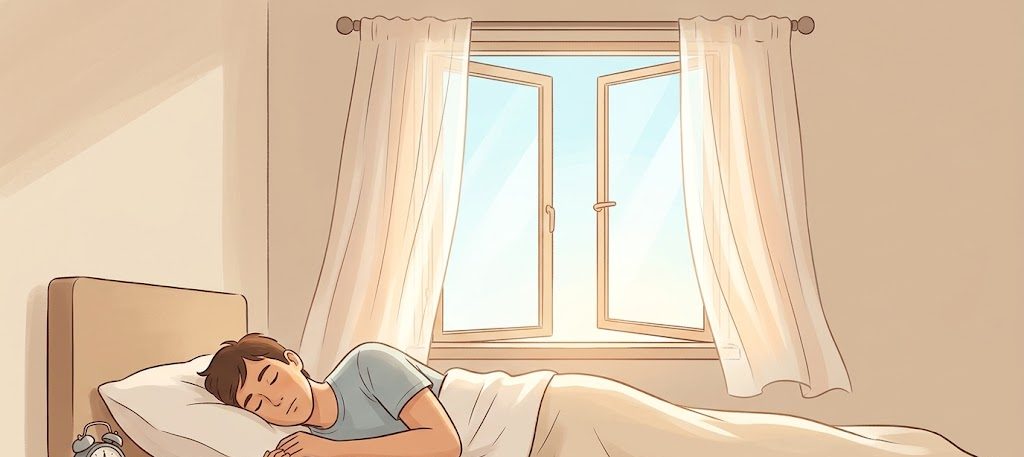 Illustration of a person asleep in bed with floating Zzz and a dial indicating 11 or more hours of sleep